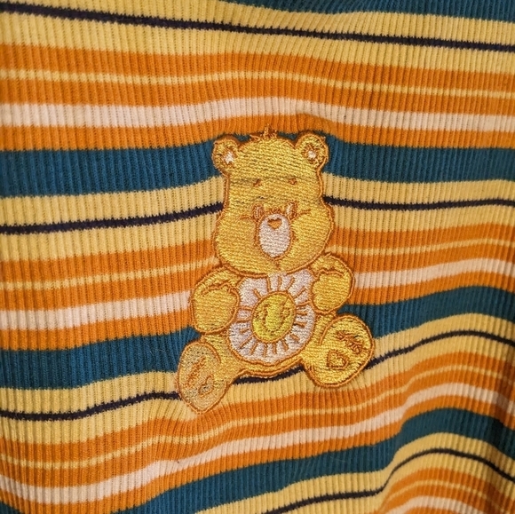 Y2K Care Bears Large Funshine Sunny Racer Back‎ Striped Ribbed Tank Top - Picture 3 of 9